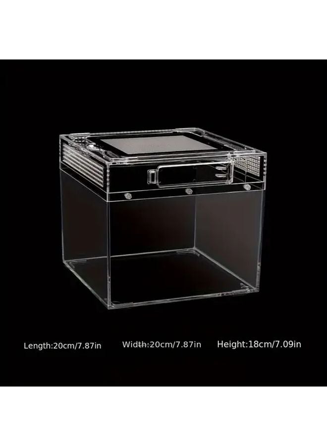 Medium Escape Proof Reptile Feeding Box with Ventilated Lid and Sand Bath Area - Image 3